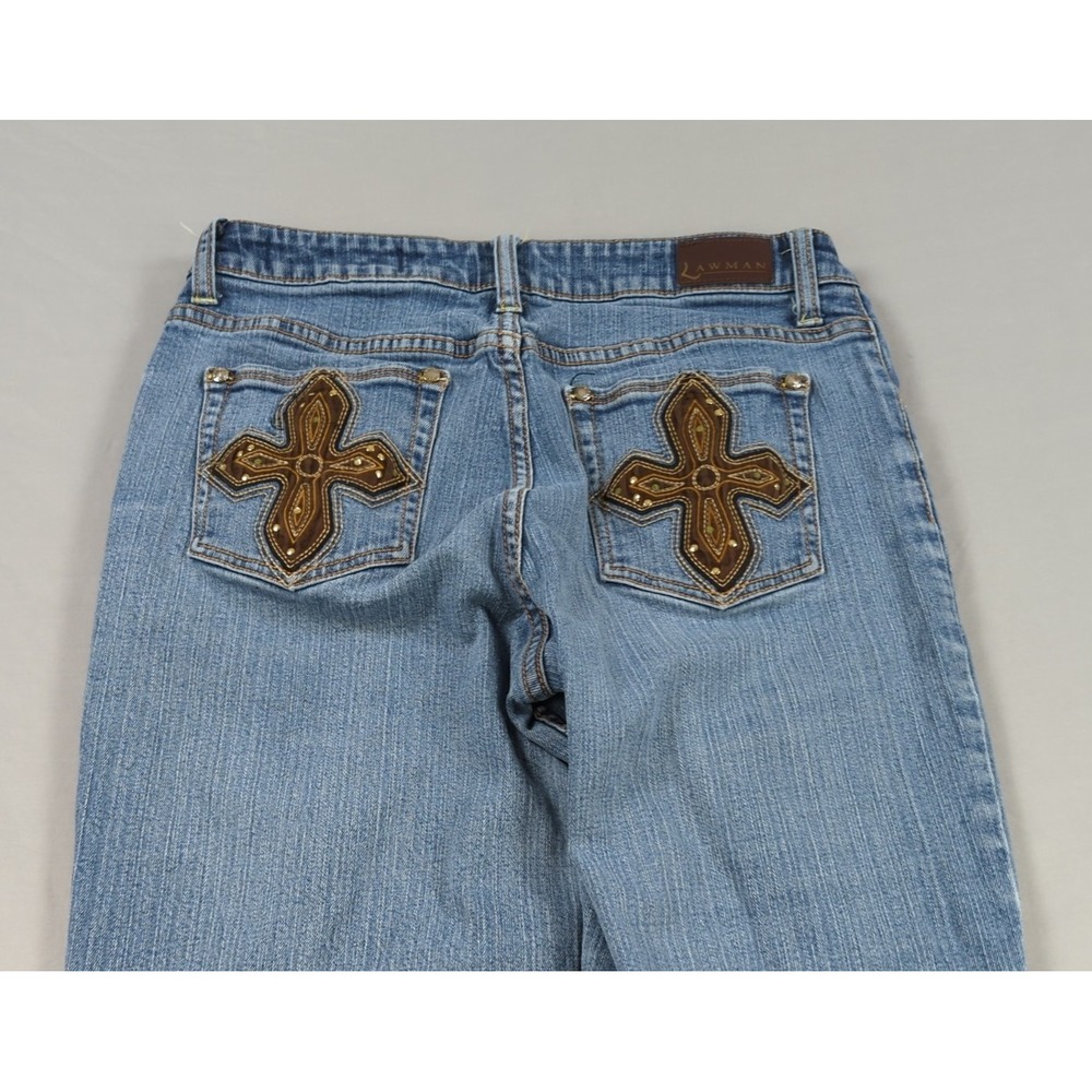 Vintage Lawman Jeans Womens 5 6 Blue Boot Cut Embelished Pockets Western Rodeo‎